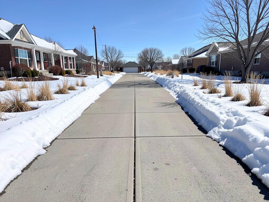 Driveway cleared down to bare pavement after snow removal